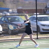 Sarah Smith on her way to a hard earned victory for Barbourville Tennis. Photos by Larry Spicer.