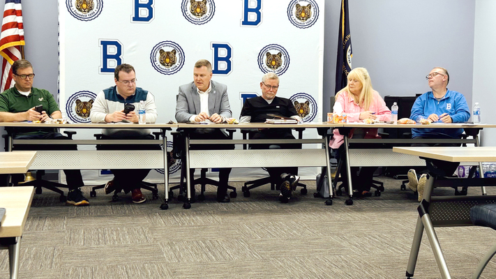 Barbourville Independent Board of Education discusses business at hand during Tuesday’s meeting. Staff Photo